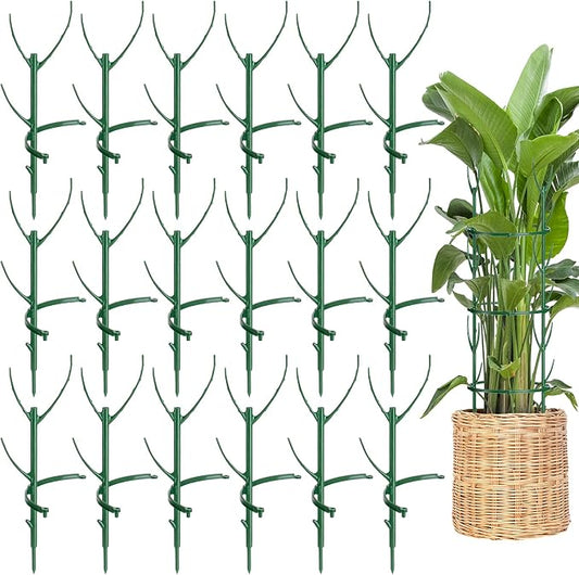 18 Pack Plant Support Stakes & Plant Cage Support Rings, Plant Stakes for Indoor Plants, Stackable Garden Flower Support for Potted Plants, Succulents, Aloe, Small Plants