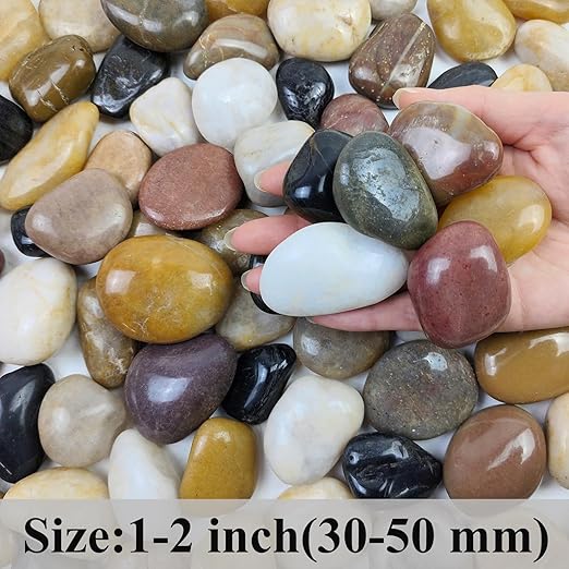 FANTIAN 2 lbs Pebbles for Plants, 1-2 inch Polished River Rocks for Plants Indoor Aquarium Terrarium, Stones for Planters Vase Landscaping and Outdoor Yard Decorative Stones