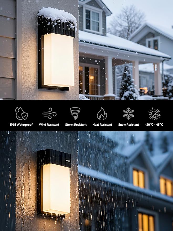 OIYN Outdoor Wall Light, Smart RGBICWW Porch Lights Outdoor, 1500LM Modern Wall Sconce with 30+ Scene Modes, Retome & APP Control, IP65 Waterproof Color-Changing DIY for Outdoor Decor, 2 Pack