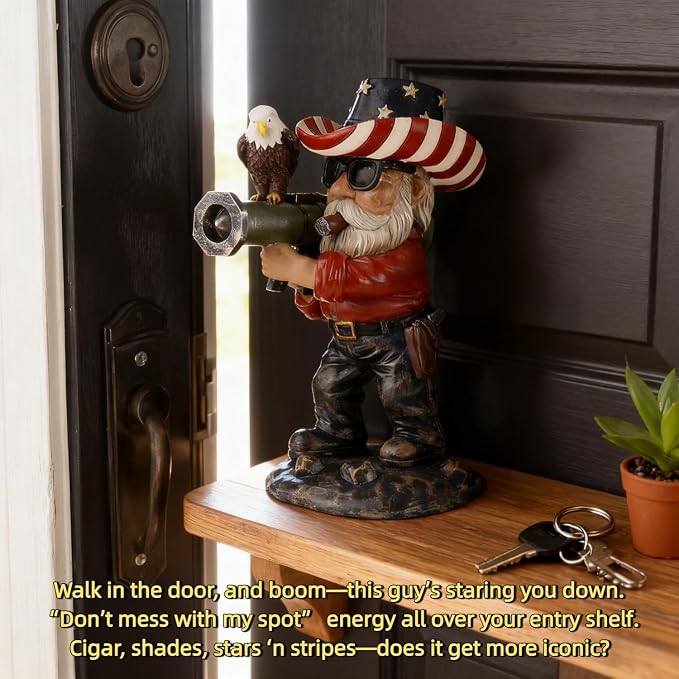 Patriotic Gnomes, Military gnome,gnome,4th of July/Army/Armed Gnomes Fighting, for Men,USA, Military Gifts,Veteran Gifts,Desk Decor for Men,Mens Office Decor 001