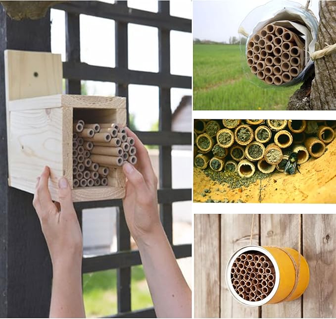 AukBeeFun Mason Bee House Cardboard Tubes,120 Pack Mason Bee Nesting Paper Tubes for Outdoor Beekeepers, Replacement Nesting Tube Refill Inserts