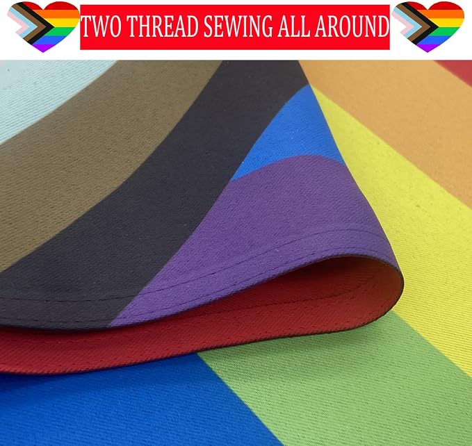 Progress Pride Rainbow Garden Flag 12.5x18 inch Outdoor-Double Sided LGBTQ Gay Lesbian Bisexual Non Binary Transgender All Inlcusive Progressive Pride Rainbow Flag Vivid Color Polyester Yard Flags