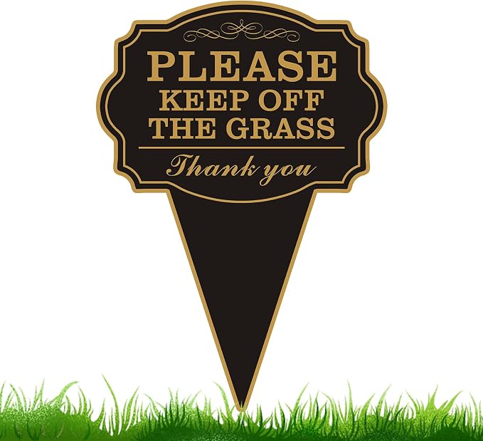 Double Sided Yard Sign, Stay Off Grass with Stake, 10"x14" Please Keep Off the Grass Lawn Display, Rust-Free Metal for Garden, Weatherproof UV Printed for Outdoor Use (KEEP OFF THE GRASS-1PACK)