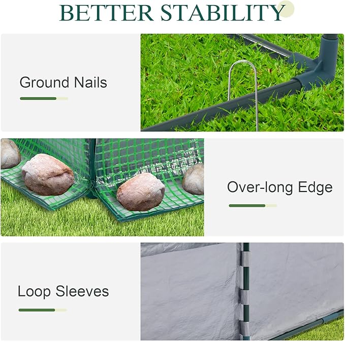 BPS 4x2x2 FT Raised Garden Bed with Green PE Cover, Portable Mini Greenhouse with 2 Zipper Windows for Patio, Garden, Yard