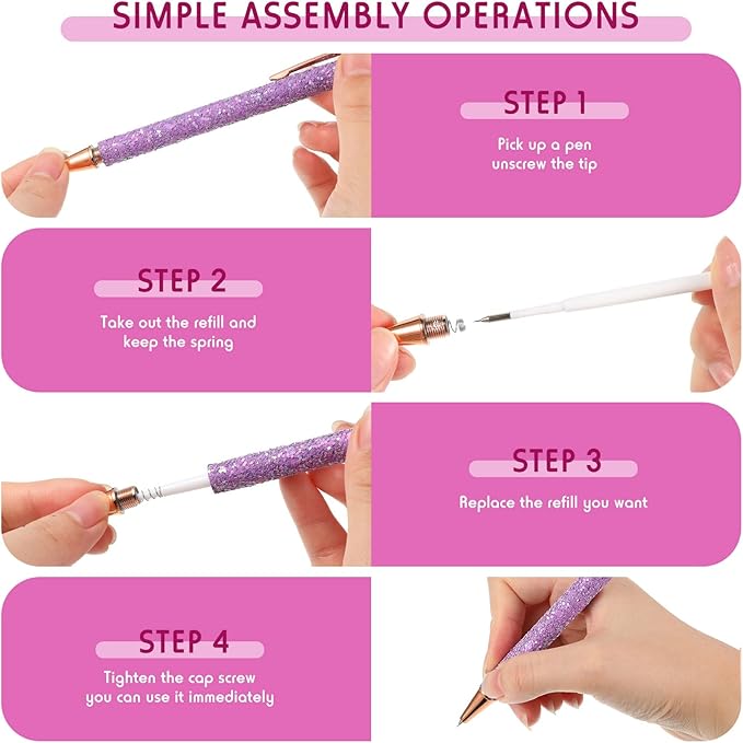 Epakh 4 Piece Air Release Weeding Pen Craft Retractable Adhesive Vinyl Tool Glitter Pin Pen Stainless Steel Weeding Tools for Vinyl for Bubble Removal DIY Craft Project(Glitter Color)