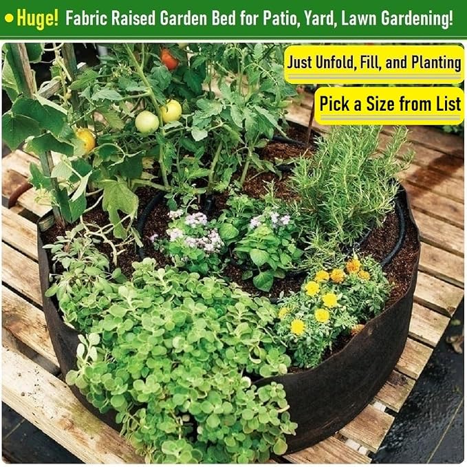 100 Gallon Big Raised Garden Bed Bag (40x20 inch) Large Plant Grow Bag for Tomato,Potato Planter,Herbs Veggies Planter,Flower Bed,Plant Container,Yard Waste,Lawn Debris,Leaf Bag with Gardening Gloves