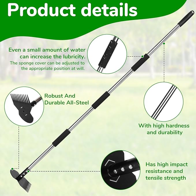 Garden Tools,Weeder Tool,63" Weed Puller Tool with Long Handle,12 Claw Steel Head,Easy Weeding Without Bending or Squatting Down,Weeding Tools Suitable for Farm Planting,Gardening
