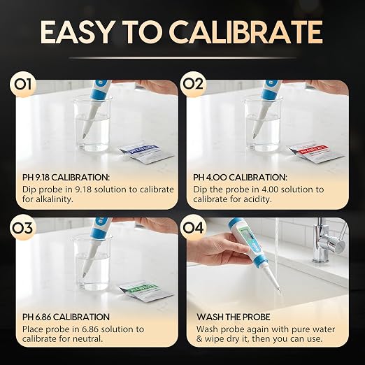 Digital pH Meter for Food Testing - Sourdough, Fermentation, Cheese & Canning - Solid Food Probe with Calibration Powder - Professional pH Tester for Home Cooks & Bakers (0.00-14.00)