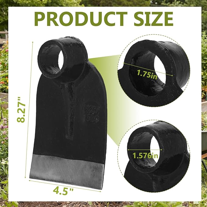 Hoe Head 1.6 lb, 4-1/2" Blade Width, 1-3/4" Diameter Hole, Grub Hoe Head Garden Steel Tool for Tough Soil, Garden Hacking, Landscaping, Farming or Yard Work, No Handle Included(Black,1 Pc)