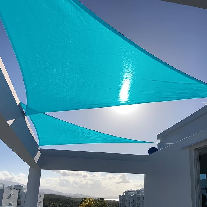 SUNNY GUARD Custom Size 16'x16'x22.6'Turquoise Blue Sun Shade Sail Right Triangle UV Block Shade for Backyard Yard Patio Deck Garden(Customized)