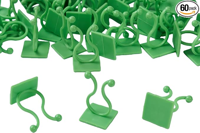 30/60/100PCS Plant Climbing Wall Fixture Clips,Invisible Wall Plant Vines Fixing Clips,Self-Adhesive Vine Support Holder for Climbing Plants. (60, Green V-Shaped)