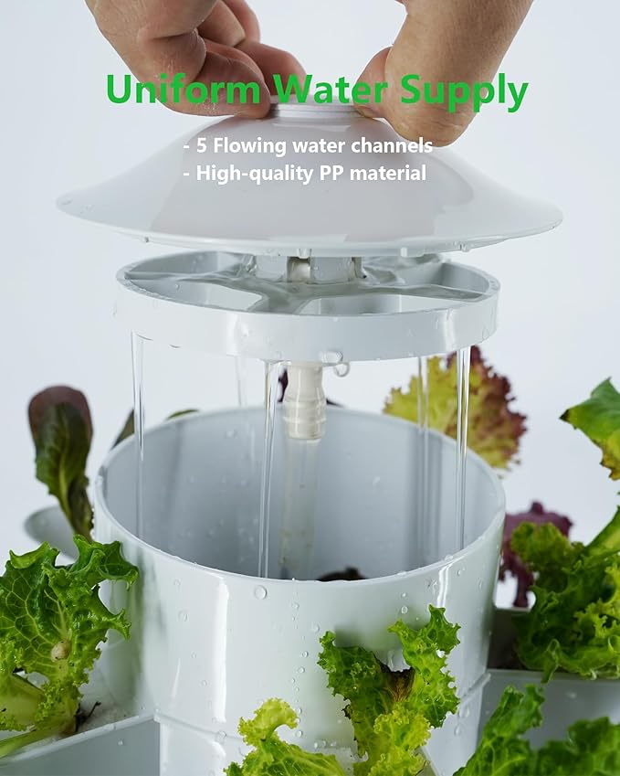 Hydroponic Tower Growing System, 30 Pods Vertical Indoor Garden | 360° Full-Spectrum Lights, Automatic Water Circulation System, Suitable for Leafy Greens and Herbs