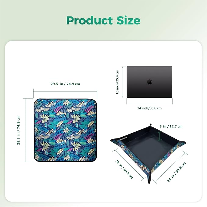 Plant Transplanting Mat - Thickened Waterproof Potting Mat, Succulent Gardening Mat, Portable Repotting Mat for Mess Control (PVC-Black Leaf Print29.5"x 29.5")