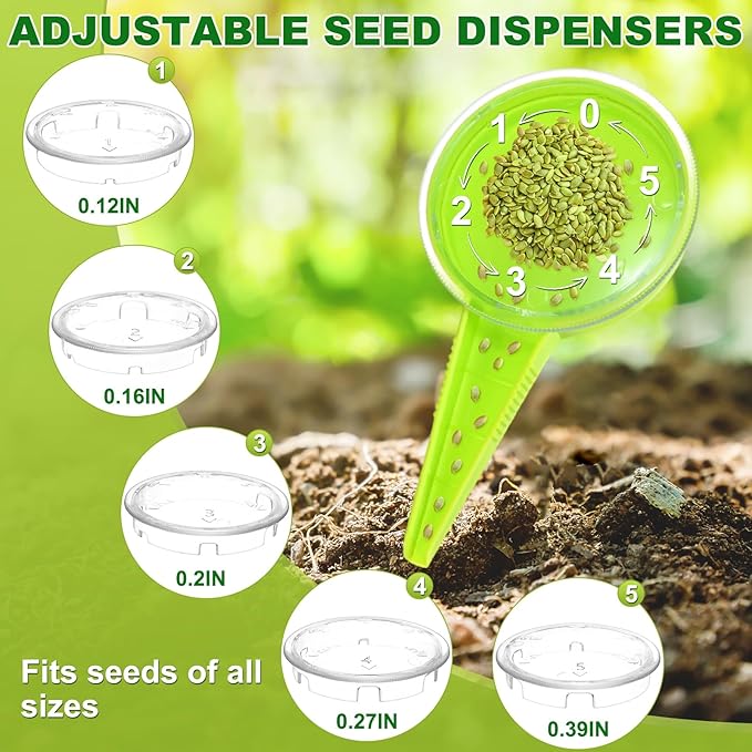 M METERXITY 1-Set Seed Planter Tool, Plastic Hand Dibber Garden Tool with Handle for Sowing Seeds/Transplanting/Planting Bulbs, Handheld Digging Hole Punch [Light Green, with Plant Labels]