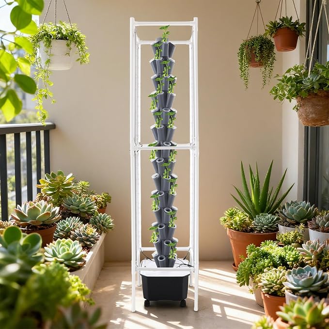 Hydroponics Growing System with LED Grow Lights, 70 Pods 14 Tiers Hydroponic Tower, Vertical Garden Planter with Water Pump & Timer, Hydroponic Germination Kit for Gardening Lover