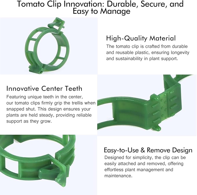 Aipker Tomato Clips, Plant Support Clip for String Trellis Climbing Plants Garden Vegetables -100PCS/Green