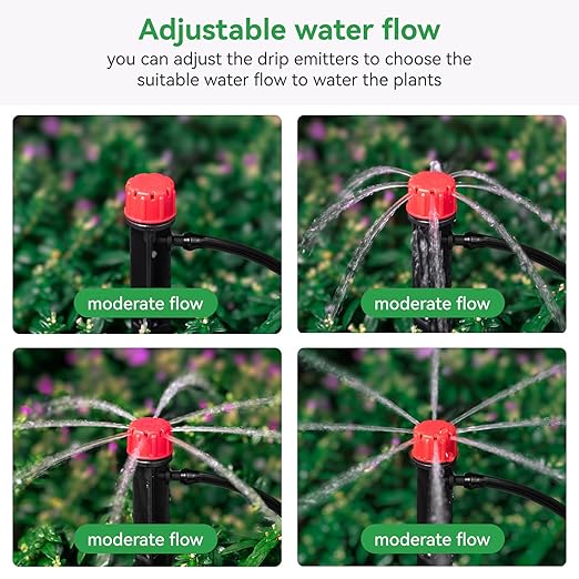 Drip Emitters for 1/4" Tubing: 360° Adjustable Irrigation Dripper, 50pcs | Includes 1/4" Barbed Coupling Fitting - 1/4" Drip Emitter for Drip Irrigation System Kits, Greenhouses – for Home Gardeners