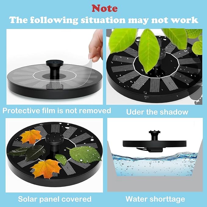Honche Floating Solar Fountain Water Pump for Bird Bath and Garden Decor, 13cm Lotus Style Solar Powered Fountain,Patterns for Pond, Pool, Patio (No Battery Needed)