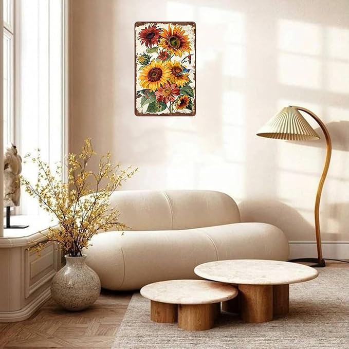 Metal Signs Flower Wild Flowers Vintage Metal Tin Sign for Home Office Kitchen Bar Cafe Garden Wall Decor 12x8 Inch