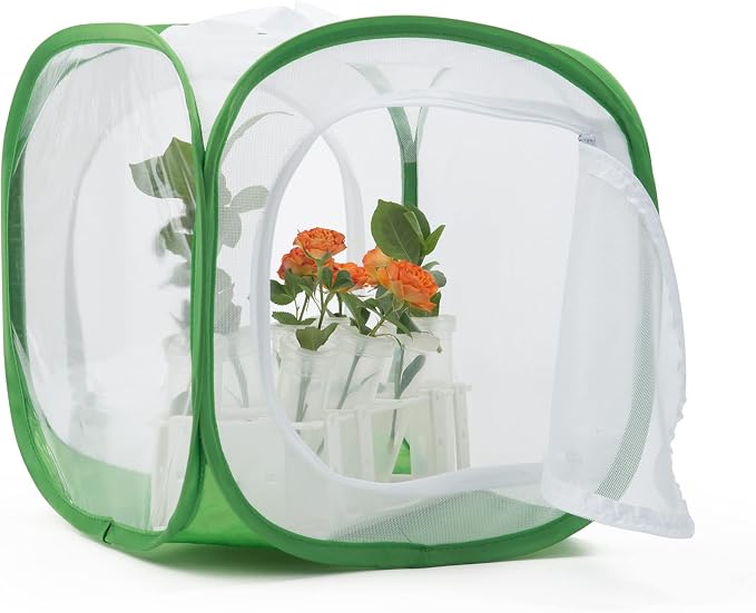 Two Doors Monarch Butterfly Habitat, Insect Mesh Cage, Caterpillar Enclosure Terrarium Pop-up (12 X 12 X 12 Inches)
