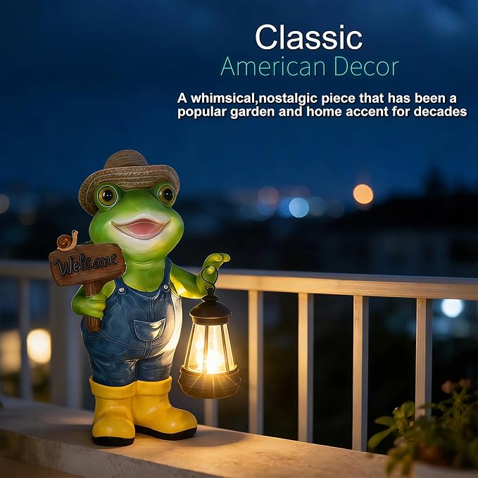 Solar Garden Statues Frog Garden Decor Figurine Lights for Outside | Yard Decorations Outdoor Patio Decor, Gardening Gifts for Women