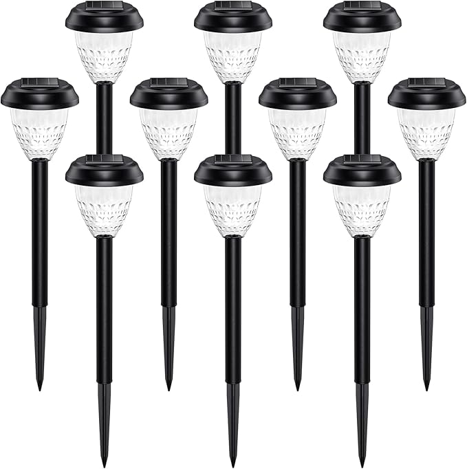 URAGO Super Bright Solar Lights Outdoor Waterproof-10 Pack, Dusk to Dawn Up to 12 Hrs Solar Garden Lights Outdoor Pathway Auto On/Off, LED Landscape Decorative Lighting for Walkway Patio Yard Outside