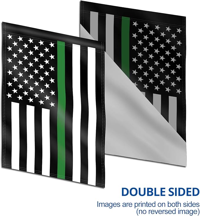 ANLEY Double Sided Premium Garden Flag, Thin Green Line US National Decorative Garden Flags - Weather Resistant & Double Stitched - 18 x 12.5 Inch