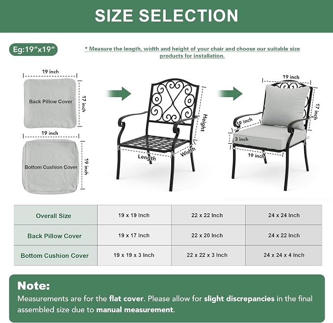Summsun Patio Cushions for Outdoor Furniture, Faux Linen Water Resistant Backrest and Deep Seat Cushion Set with Non-Slip Bottom, Ties, Removable Cover, 22 x 22 Inch, Light Grey, Set of 2