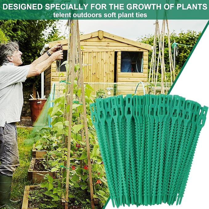 200 Pieces Adjustable Garden Plant Twist Ties, Reusable Green Ties Gardening Tie Plastic
