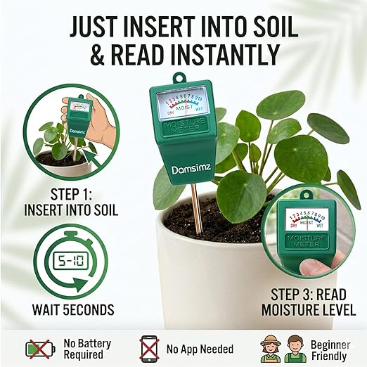 Soil Moisture Meter, Plant Moisture Meter, Plant Water Meter Hydrometer for Plants Care, Gardening, Farming, Indoor and Outdoor Plants, No Battery Needed