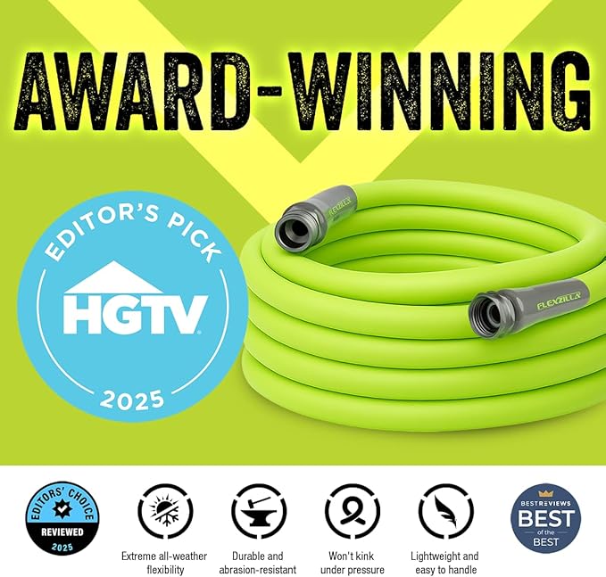 Flexzilla Garden Hose 5/8 in. x 50 ft., Lightweight All-Weather Water Hose, Durable and Flexible, Leak-Free Connections