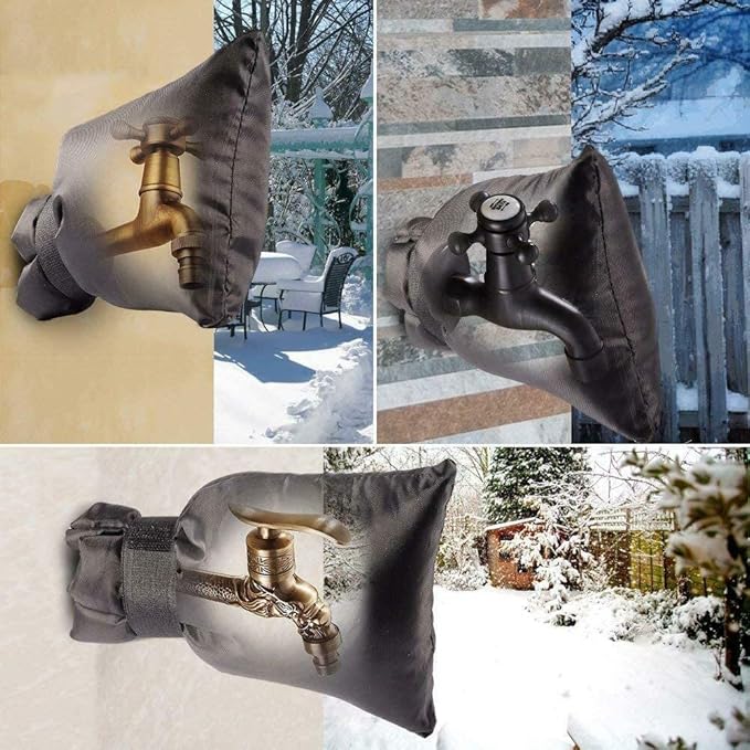 6 Pack Outdoor Faucet Covers for Winter - Pro 6.7"W x 8.3"H Outdoor Water Faucet Cover Socks for Winter Freeze Protection Pipe Insulation Reusable Waterproof Insulated Spigot backflow Cover,Black