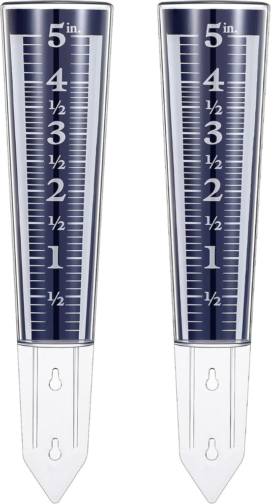 Yexiya 2 Pcs 5 Inch Capacity Rain Gauge Outdoor Easy to Read Acrylic Rain Gauges Measure and Monitor Precipitation Magnifying Scale and Numbers for Garden Yard Field Lawn (Blue)