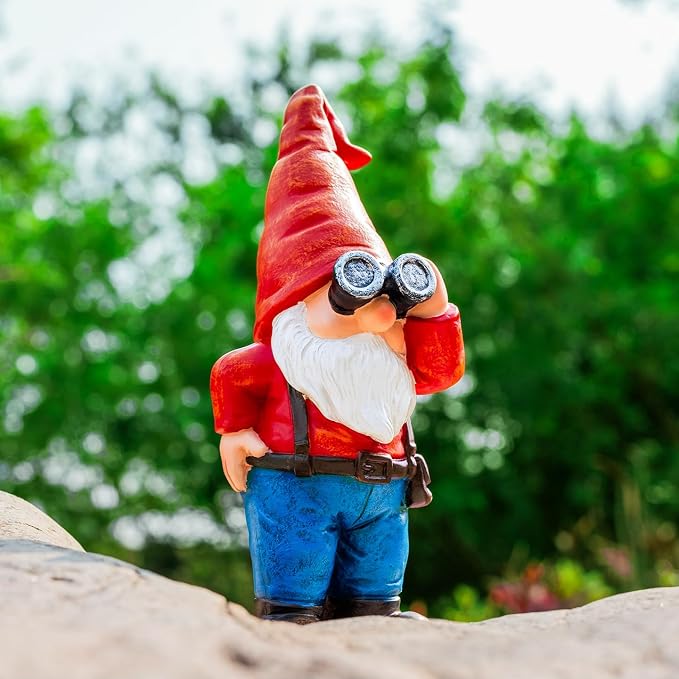 Funny Garden Gnome Statue - 6.7" Mini Scount Gnomes Figurine Decorations Indoor Outdoor Decor for Patio Yard Home, Ideal Birthday Christmas Gardening Gift