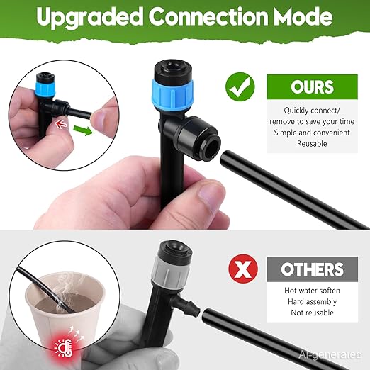 240FT Drip Irrigation System Kit Quick-Connect, Automatic Garden Watering System for Raised Garden Beds, Greenhouse, Yard, Lawn, Plant with 1/2 inch Hose 1/4 inch Distribution Tubing and Accessories