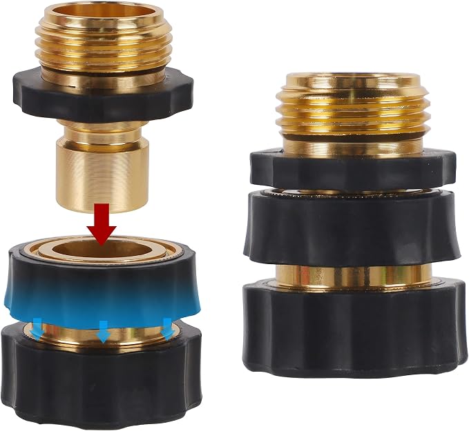 Biswing 3/4 Inch Garden Hose Quick Connector, Aluminum Male and Female Quick Connect Garden Hose Fittings, Quick Release Water Hose Connector Fitting (6 Pack)