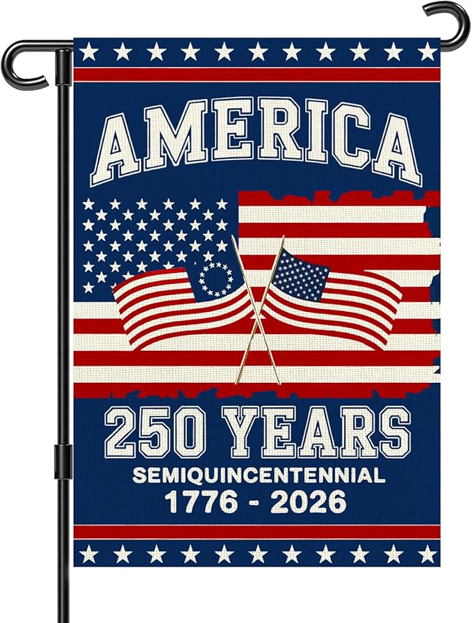 250 Anniversary Usa Garden Flags for Outside, 250 Anniversary USA Flag 1776-2026 Commemorative Patriotic Yard Sign Outdoor Stars & Stripes Design Banner 4th of July Decorations Double Sided Waterproof 250 Year American Flag 12x18 Inch