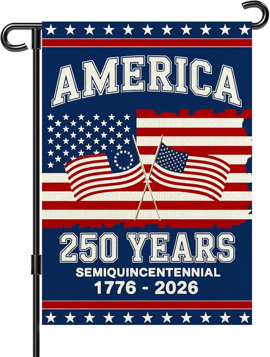 250 Anniversary Usa Garden Flags for Outside, 250 Anniversary USA Flag 1776-2026 Commemorative Patriotic Yard Sign Outdoor Stars & Stripes Design Banner 4th of July Decorations Double Sided Waterproof 250 Year American Flag 12x18 Inch