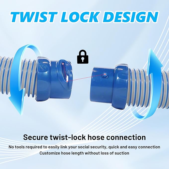 7 Pack R0527700 Pool Cleaner Hose Replacement Kit for Zodiac Baracuda MX6 X7 T3 T5 Swimming Pool Cleaner, 39 Inch Twist Lock Pool Vacuum Hose