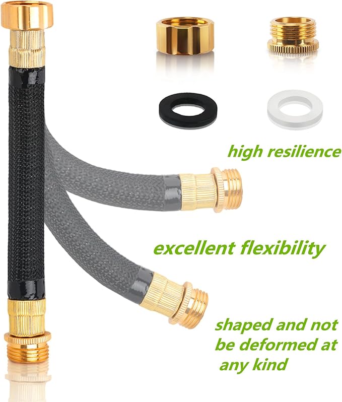 2 PCS 0.8ft Garden Hose Extension Flexible Hose Adapter Short Connector Hose with Integrated Spiral Tube for Hose Reel/RV/Dehumidifier (2)