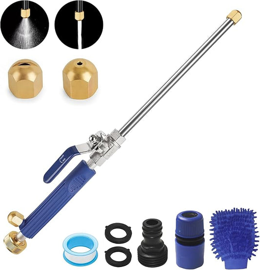 Jet Nozzle High Pressure Hose Nozzle for Garden Hose，Hydro Jet Nozzle Power Washer Wand for Garden Hose with 2 Different Nozzles and Quick Connectors for Car, Patio, Window Washing, Blue