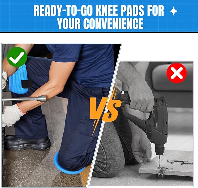 WinnerWhy Gardening Knee Pads for Women and Men Lightweight Waterproof Foam Knee Pads for Gardening and Housework with Adjustable Hook'n'Loop Straps(Blue)