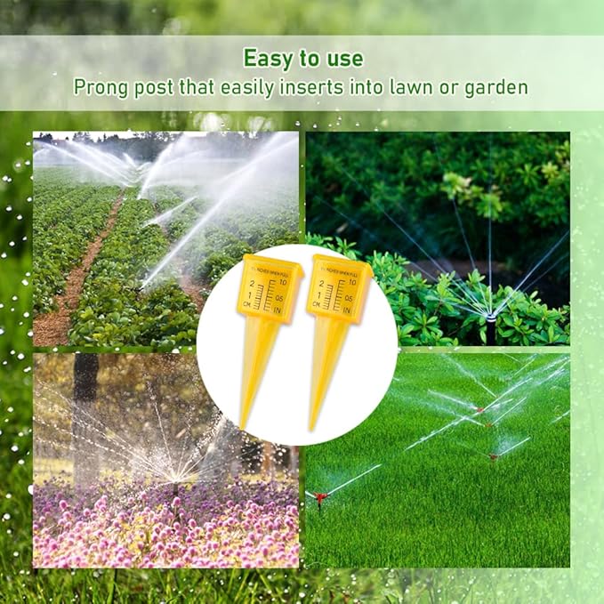 ZORZA Outdoor Rain Gauge Plastic Clear Sprinkler Gauge Rain Measuring Gauge Tool 1.5" Wide Mouth,Bright Yellow,Ideal for Lawn,Yard,Garden,Backyard,Set of 5