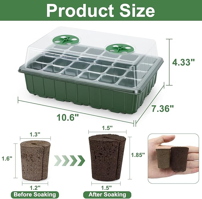 Upgrade Grow Sponges with Tray, 24 Pack Seed Starter Pods & Starter Plugs for Cuttings, Hydroponic Grow Sponges for Seed Starting, Plant Plugs for Herbs Vegetables Flowers, Easy Transplant Rooter Pods