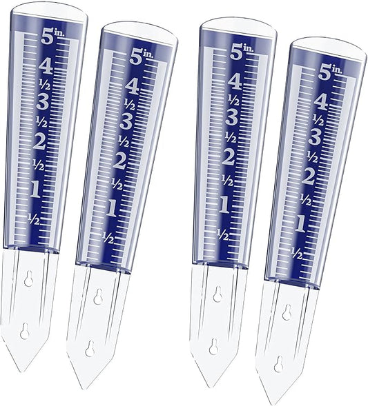 ANTOBLE Rain Gauge, 5 Inch Capacity Easy to Read Magnifying Rain Gauge for Outdoor Yard Fence Rainfall Monitoring (4Pcs)