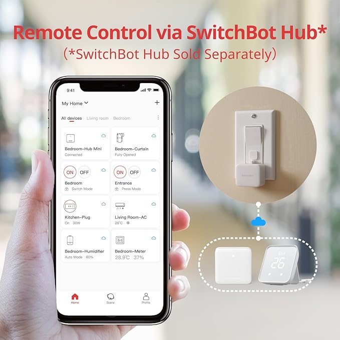 SwitchBot Smart mmWave Radar Motion Sensor, Bluetooth Presence Sensor with Dynamic Detection & Zone Positioning, Compatible with Alexa, HomeKit & Apple Home (Presence Sensor&Bot)