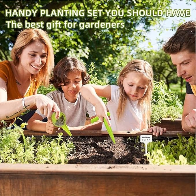 Sowing Seed Dispenser Hand Tool, Handheld Garden Seeder Sower Planter with Handle, Plastic Seed Dibbler for Sowing Seeds, Planting, Bulbs, Digging (setA 1set)