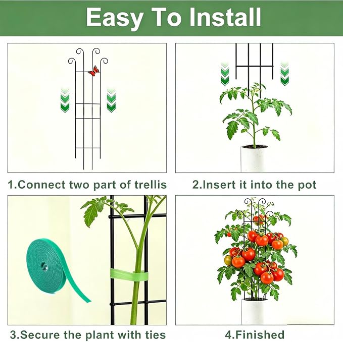 32.6inch Plant Trellis for Climbing Plants Indoors Outdoor, Garden Trellis for Potted Plants, Rust-Proof Metal Sturdy Climbing Stakes Support for Ivy Vine Photos Hoya Monstera, Easy Install (2pcs)