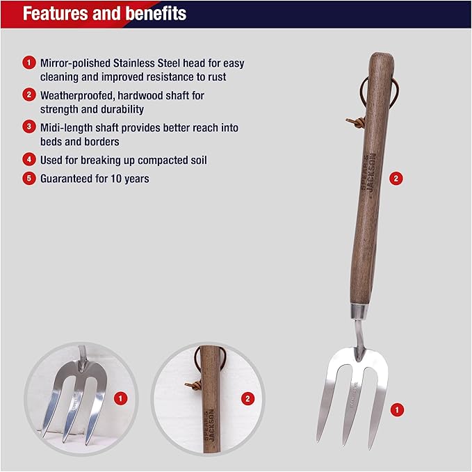 Spear & Jackson Stainless Steel Hand Weed Fork, Durable Gardening Tool for Efficient Weeding and Soil Aeration