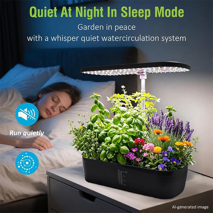 52 Pods Hydroponics Growing System Kit, Indoor Herb Garden with Smart LED Grow Light, Large Capacity Water Tank, Adjustable Height, Auto Timer & Quiet Pump for Home Kitchen Office Indoor Gardening